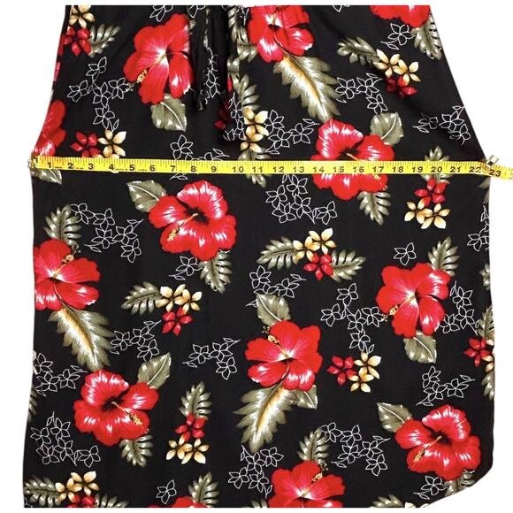 Tiki Palm Hawaiian Dress XL Red Tropical Open Tie Back Babydoll Asymmetrical Hem - Picture 9 of 16